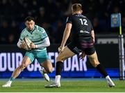 21 March 2025; Andrew Smith of Munster in action against Stafford McDowall of Glasgow Warriors during the United Rugby Championship match between Glasgow Warriors and Munster at Scotstoun Stadium in Glasgow, Scotland. Photo by Ewan Boothman/Sportsfile