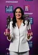 21 March 2025; Sarsfields camogie player Niamh McGrath with her 2024 Camogie Club Championship Player of the Year award and AIB Club Camogie Team of the Year Award during the AIB Club Player Awards at Croke Park in Dublin. The AIB Club Player Awards celebrated the best players from club Football, Hurling, Camogie, and LGFA in a single ceremony for the first time, recognising their outstanding achievements on the field throughout the season. Photo by Sam Barnes/Sportsfile