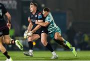 21 March 2025; Alex Nankivell of Munster in action against Stafford McDowall of Glasgow Warriors during the United Rugby Championship match between Glasgow Warriors and Munster at Scotstoun Stadium in Glasgow, Scotland. Photo by Ewan Boothman/Sportsfile