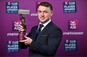 21 March 2025; Cuala footballer Niall O'Callaghan with his 2024/25 Football Team of the Year award during the AIB Club Player Awards at Croke Park in Dublin. The AIB Club Player Awards celebrated the best players from club Football, Hurling, Camogie, and LGFA in a single ceremony for the first time, recognising their outstanding achievements on the field throughout the season. Photo by Sam Barnes/Sportsfile