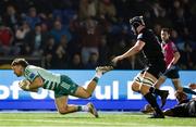 21 March 2025; Sean O'Brien of Munster scores a try during the United Rugby Championship match between Glasgow Warriors and Munster at Scotstoun Stadium in Glasgow, Scotland. Photo by Ewan Bootman/Sportsfile