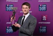 21 March 2025; Slaughtneil hurler Brendan Rogers with his 2024/25 Hurling Team of the Year award during the AIB Club Player Awards at Croke Park in Dublin. The AIB Club Player Awards celebrated the best players from club Football, Hurling, Camogie, and LGFA in a single ceremony for the first time, recognising their outstanding achievements on the field throughout the season. Photo by Sam Barnes/Sportsfile