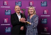 21 March 2025; Liam and Marion Kearney, parents of Sarsfields hurler Daniel Kearney with their sons 2024/25 Hurling Team of the Year award during the AIB Club Player Awards at Croke Park in Dublin. The AIB Club Player Awards celebrated the best players from club Football, Hurling, Camogie, and LGFA in a single ceremony for the first time, recognising their outstanding achievements on the field throughout the season. Photo by Sam Barnes/Sportsfile