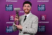 21 March 2025; Errigal Ciaran footballer Joe Oguz with his 2024/25 Football Team of the Year award during the AIB Club Player Awards at Croke Park in Dublin. The AIB Club Player Awards celebrated the best players from club Football, Hurling, Camogie, and LGFA in a single ceremony for the first time, recognising their outstanding achievements on the field throughout the season. Photo by Sam Barnes/Sportsfile