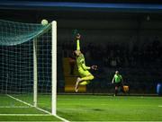 21 March 2025; Cobh Ramblers goalkeeper Timothy Martin makes a save during the SSE Airtricity Men's First Division match between Cobh Ramblers and Athlone Town at St Colman's Park in Cobh, Cork. Photo by Michael P Ryan/Sportsfile