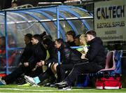 21 March 2025; Athlone Town manager Dario Castelo, centre, during the SSE Airtricity Men's First Division match between Cobh Ramblers and Athlone Town at St Colman's Park in Cobh, Cork. Photo by Michael P Ryan/Sportsfile