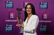 21 March 2025; Sarsfields camogie player Niamh McGrath with her 2024 Camogie Team of the Year award during the AIB Club Player Awards at Croke Park in Dublin. The AIB Club Player Awards celebrated the best players from club Football, Hurling, Camogie, and LGFA in a single ceremony for the first time, recognising their outstanding achievements on the field throughout the season. Photo by Seb Daly/Sportsfile