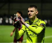 21 March 2025; Cobh Ramblers goalkeeper Timothy Martin after his side's victory in the SSE Airtricity Men's First Division match between Cobh Ramblers and Athlone Town at St Colman's Park in Cobh, Cork. Photo by Michael P Ryan/Sportsfile