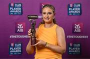 21 March 2025; Sarsfields camogie player Maria Cooney with her 2024 Camogie Team of the Year award during the AIB Club Player Awards at Croke Park in Dublin. The AIB Club Player Awards celebrated the best players from club Football, Hurling, Camogie, and LGFA in a single ceremony for the first time, recognising their outstanding achievements on the field throughout the season. Photo by Seb Daly/Sportsfile