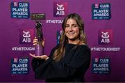 21 March 2025; Kilmacud Crokes ladies footballer Aoife Kane with her 2024 Ladies Gaelic Football Team of the Year award during the AIB Club Player Awards at Croke Park in Dublin. The AIB Club Player Awards celebrated the best players from club Football, Hurling, Camogie, and LGFA in a single ceremony for the first time, recognising their outstanding achievements on the field throughout the season. Photo by Seb Daly/Sportsfile