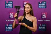 21 March 2025; Kilkerrin-Clonberne ladies footballer Olivia Divilly with her 2024 Ladies Gaelic Football Team of the Year award during the AIB Club Player Awards at Croke Park in Dublin. The AIB Club Player Awards celebrated the best players from club Football, Hurling, Camogie, and LGFA in a single ceremony for the first time, recognising their outstanding achievements on the field throughout the season. Photo by Seb Daly/Sportsfile