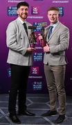 21 March 2025; Errigal Ciaran footballers Joe Oguz, left, and Peter Óg McCartan with their 2024/25 Football Team of the Year awards during the AIB Club Player Awards at Croke Park in Dublin. The AIB Club Player Awards celebrated the best players from club Football, Hurling, Camogie, and LGFA in a single ceremony for the first time, recognising their outstanding achievements on the field throughout the season. Photo by Seb Daly/Sportsfile