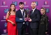 21 March 2025; Coolera-Strandhill footballers Keelan Harte, centre left, and Seán Taylor, centre right, with their partners Aisling Mullen, far left, and Aileen McGovern, far right, and their 2024/25 Football Team of the Year awards during the AIB Club Player Awards at Croke Park in Dublin. The AIB Club Player Awards celebrated the best players from club Football, Hurling, Camogie, and LGFA in a single ceremony for the first time, recognising their outstanding achievements on the field throughout the season. Photo by Sam Barnes/Sportsfile