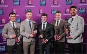 21 March 2025; Errigal Ciaran footballers, from left,  Darragh Canavan, Peter Óg McCartan, Ruairí Canavan, Peter Harte and  Joe Oguz with their 2024/25 Football Team of the Year awards during the AIB Club Player Awards at Croke Park in Dublin. The AIB Club Player Awards celebrated the best players from club Football, Hurling, Camogie, and LGFA in a single ceremony for the first time, recognising their outstanding achievements on the field throughout the season. Photo by Sam Barnes/Sportsfile