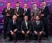 21 March 2025; Na Fianna hurlers, back row from left, Conor McHugh, Brian Ryan, Paul O'Dea,  Colin Currie, and Liam Rushe, and front row from left, Kevin Burke, Andrew Jamieson-Murphy, and Ciarán Stacey with their 2024/25 Hurling Team of the Year award during the AIB Club Player Awards at Croke Park in Dublin. The AIB Club Player Awards celebrated the best players from club Football, Hurling, Camogie, and LGFA in a single ceremony for the first time, recognising their outstanding achievements on the field throughout the season. Photo by Sam Barnes/Sportsfile