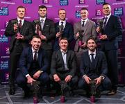 21 March 2025; Na Fianna hurlers, back row from left, Conor McHugh, Brian Ryan, Paul O'Dea,  Colin Currie, and Liam Rushe, and front row from left, Kevin Burke, Andrew Jamieson-Murphy, and Ciarán Stacey with their 2024/25 Hurling Team of the Year award during the AIB Club Player Awards at Croke Park in Dublin. The AIB Club Player Awards celebrated the best players from club Football, Hurling, Camogie, and LGFA in a single ceremony for the first time, recognising their outstanding achievements on the field throughout the season. Photo by Sam Barnes/Sportsfile