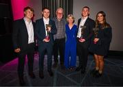 21 March 2025; Cuala footballers Niall and Con O'Callaghan with Kilmacud Crokes ladies footballer Aoife Kane and family during the AIB Club Player Awards at Croke Park in Dublin. The AIB Club Player Awards celebrated the best players from club Football, Hurling, Camogie, and LGFA in a single ceremony for the first time, recognising their outstanding achievements on the field throughout the season. Photo by Seb Daly/Sportsfile