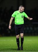 21 March 2025; Referee Ray Matthews during the SSE Airtricity Men's First Division match between Cobh Ramblers and Athlone Town at St Colman's Park in Cobh, Cork. Photo by Michael P Ryan/Sportsfile
