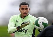 22 March 2025; Goalkeeper Gavin Bazunu during a Republic of Ireland training session at the FAI National Training Centre in Abbotstown, Dublin. Photo by Stephen McCarthy/Sportsfile