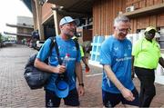 22 March 2025; Leinster senior coach Jacques Nienaber, left, and Leinster chief operations officer Guy Easterby arrive before the United Rugby Championship match between Vodacom Bulls and Leinster at Loftus Versfeld Stadium in Pretoria, South Africa. Photo by Shaun Roy/Sportsfile