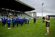 22 March 2025; Eilís Lynch of Kerry and her students from Kilmurry National School in Cordal, Kerry, perform Amhrán na bhFiann by sign language before the Lidl Ladies National Football League Division 1 Round 6 match between Kerry and Meath at Austin Stack Park in Tralee, Kerry. Photo by Brendan Moran/Sportsfile