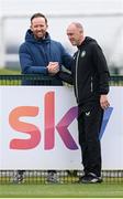 22 March 2025; Aidan Price, FAI's Head of Talent ID and Recruitment, with osteopath Tony McCarthy during a Republic of Ireland training session at the FAI National Training Centre in Abbotstown, Dublin. Photo by Stephen McCarthy/Sportsfile