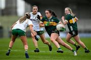 22 March 2025; Danielle O’Leary of Kerry in action against Megan Thynne and Ella Moyles of Meath during the Lidl Ladies National Football League Division 1 Round 6 match between Kerry and Meath at Austin Stack Park in Tralee, Kerry. Photo by Brendan Moran/Sportsfile