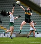 22 March 2025; Anna Galvin of Kerry, right, gets to the ball ahead of Orlaith Sheehy of Meath during the Lidl Ladies National Football League Division 1 Round 6 match between Kerry and Meath at Austin Stack Park in Tralee, Kerry. Photo by Brendan Moran/Sportsfile