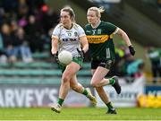 22 March 2025; Meadhbh Byrne of Meath in action against Deirdre Kearney of Kerry during the Lidl Ladies National Football League Division 1 Round 6 match between Kerry and Meath at Austin Stack Park in Tralee, Kerry. Photo by Brendan Moran/Sportsfile