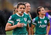 22 March 2025; Erin King of Ireland after her side's defeat in the Women's Six Nations Rugby Championship match between Ireland and France at Kingspan Stadium in Belfast. Photo by Ramsey Cardy/Sportsfile