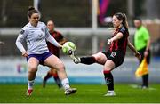 22 March 2025; Sarah Power of Bohemians in action against Ciara Rossiter of Wexford during the SSE Airtricity Women's Premier Division match between Bohemians and Wexford at Dalymount Park in Dublin. Photo by Tyler Miller/Sportsfile