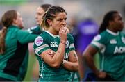 22 March 2025; Erin King of Ireland after her side's defeat in the Women's Six Nations Rugby Championship match between Ireland and France at Kingspan Stadium in Belfast. Photo by Ramsey Cardy/Sportsfile