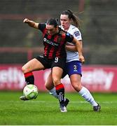 22 March 2025; Alannah McEvoy of Bohemians in action against Orlaith Conlon of Wexford during the SSE Airtricity Women's Premier Division match between Bohemians and Wexford at Dalymount Park in Dublin. Photo by Tyler Miller/Sportsfile