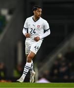 21 March 2025; Isaac Schmidt of Switzerland during the international friendly match between Northern Ireland and Switzerland at the National Football Stadium at Windsor Park in Belfast. Photo by Ben McShane/Sportsfile