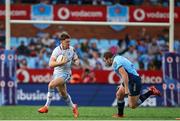 22 March 2025; Jordie Barrett of Leinster in action against Jan-Hendrik Wessels of Vodacom Bulls during the United Rugby Championship match between Vodacom Bulls and Leinster at Loftus Versfeld Stadium in Pretoria, South Africa. Photo by Shaun Roy/Sportsfile