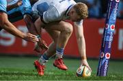 22 March 2025; Andrew Osborne of Leinster scores his side's second try during the United Rugby Championship match between Vodacom Bulls and Leinster at Loftus Versfeld Stadium in Pretoria, South Africa. Photo by Shaun Roy/Sportsfile