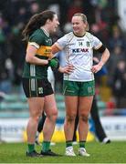 22 March 2025; Kayleigh Cronin of Kerry, left, and Vikki Wall of Meath speak after the final whistle of the Lidl Ladies National Football League Division 1 Round 6 match between Kerry and Meath at Austin Stack Park in Tralee, Kerry. Photo by Brendan Moran/Sportsfile