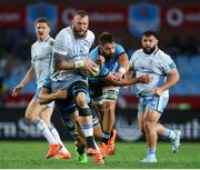 22 March 2025; RG Snyman of Leinster in action against Ruan Vermaak of Vodacom Bulls, right, during the United Rugby Championship match between Vodacom Bulls and Leinster at Loftus Versfeld Stadium in Pretoria, South Africa. Photo by Shaun Roy/Sportsfile