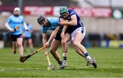22 March 2025; Ronan Hayes of Dublin in action against Diarmaid Conway of Laois during the Allianz Hurling League Division 1B match between Laois and Dublin at Laois Hire O'Moore Park in Portlaoise, Laois. Photo by Thomas Flinkow/Sportsfile