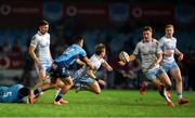 22 March 2025; Fintan Gunne of Leinster offloads to teammate Jordie Barrett during the United Rugby Championship match between Vodacom Bulls and Leinster at Loftus Versfeld Stadium in Pretoria, South Africa. Photo by Shaun Roy/Sportsfile