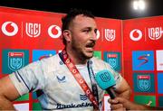 22 March 2025; Will Connors of Leinster speaks to media after being awarded player of the match  during the United Rugby Championship match between Vodacom Bulls and Leinster at Loftus Versfeld Stadium in Pretoria, South Africa. Photo by Shaun Roy/Sportsfile