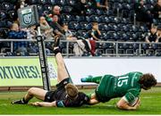 22 March 2025; Piers O’Conor of Connacht scores their sides fourth try during the United Rugby Championship match between Ospreys and Connacht at Swansea.com Stadium in Swansea, Wales. Photo by Geraint Nicholas/Sportsfile