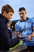 22 March 2025; Sean Currie of Dublin signs a supporter's match programme after the Allianz Hurling League Division 1B match between Laois and Dublin at Laois Hire O'Moore Park in Portlaoise, Laois. Photo by Thomas Flinkow/Sportsfile