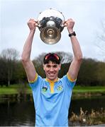 22 March 2025; David Ross-Chu of the UCD Senior Men's team after winning the Gannon Cup in the 75th annual Colours Boat Race between UCD and Trinity College on the River Liffey in Dublin. Photo by Shauna Clinton/Sportsfile