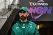 22 March 2025; Ireland defence coach Hugh Hogan before the Women's Six Nations Rugby Championship match between Ireland and France at Kingspan Stadium in Belfast. Photo by Ramsey Cardy/Sportsfile