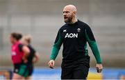 22 March 2025; Ireland defence coach Hugh Hogan before the Women's Six Nations Rugby Championship match between Ireland and France at Kingspan Stadium in Belfast. Photo by Ramsey Cardy/Sportsfile
