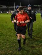 22 March 2025; Referee Colm Lyons issues Clare manager Brian Lohan a yellow card after a disagreement after the Allianz Hurling League Division 1A match between Tipperary and Clare at FBD Semple Stadium in Thurles, Tipperary. Photo by Ben McShane/Sportsfile