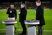 22 March 2025; Patrick Horgan of Cork is afterviewed by RTÉ, alongside analysts Liam Sheedy and Joe Canning, right, after he became the all-time leading scorer in the National League in the Allianz Hurling League Division 1A match between Cork and Galway at SuperValu Páirc Uí Chaoimh in Cork. Photo by Piaras Ó Mídheach/Sportsfile