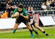 22 March 2025; Piers O’Conor of Connacht on his way scoring a try during the United Rugby Championship match between Ospreys and Connacht at Swansea.com Stadium in Swansea, Wales. Photo by Geraint Nicholas/Sportsfile