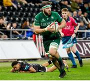 22 March 2025; Shamus Hurley-Langton of Connacht on his way scoring his sides sixth try during the United Rugby Championship match between Ospreys and Connacht at Swansea.com Stadium in Swansea, Wales. Photo by Geraint Nicholas/Sportsfile